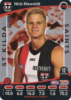 2012 Team Zone AFL Team - Silver Code #168 Nick Riewoldt Front